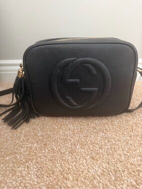 Gucci Black Leather Soho Disco Crossbody with Tassel